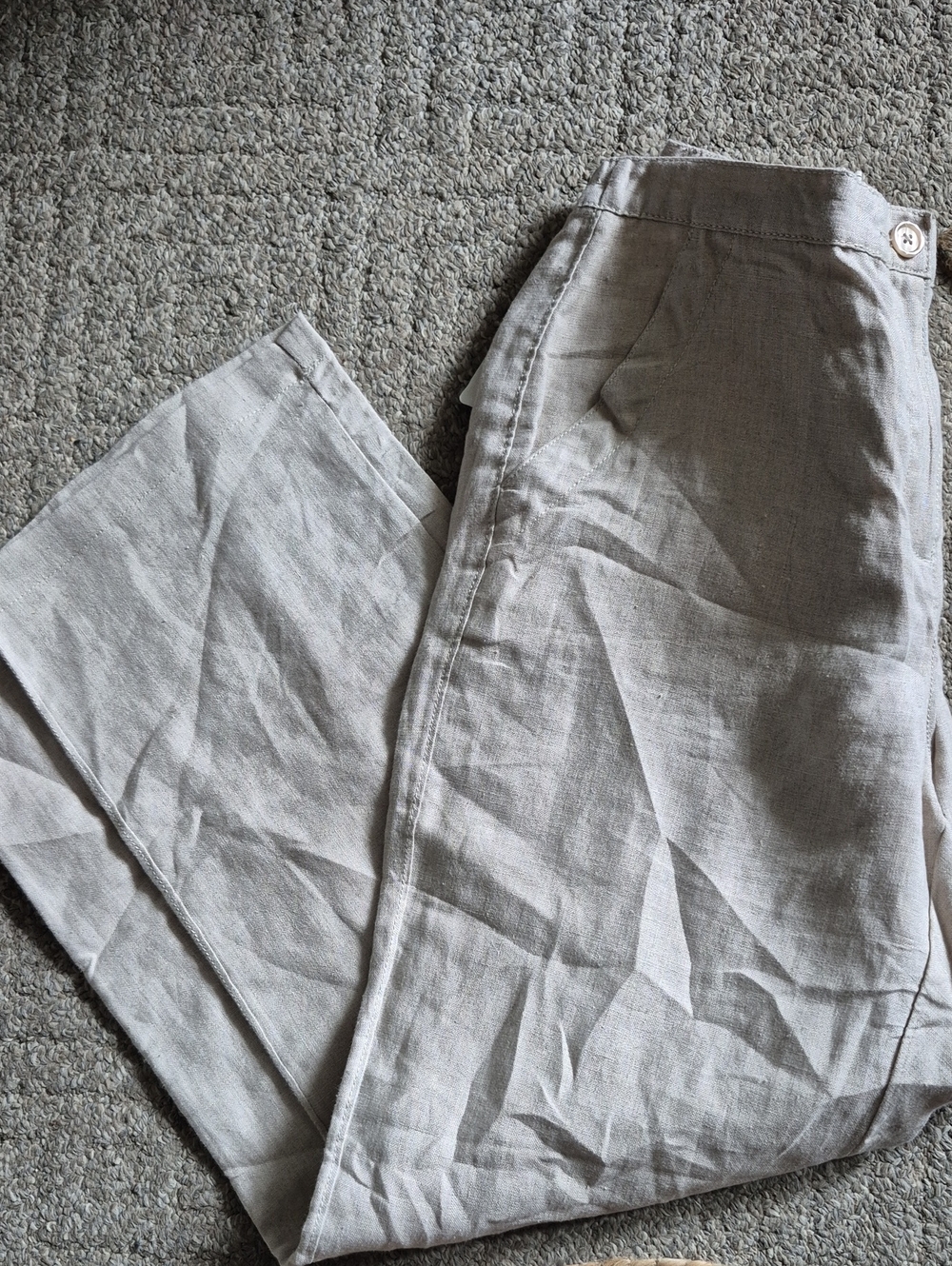 LL Bean 100% Linen  Straight-Leg Pants in Oatmeal Sz.12 NWT
